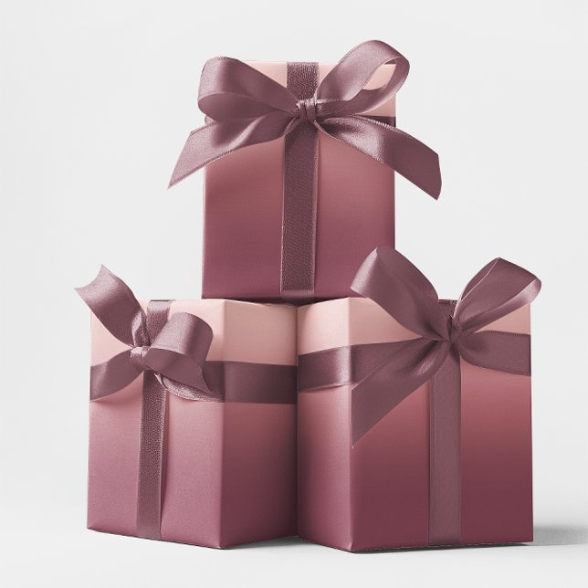 Papel De Presente Rosa Borgonha e Ombre Rosa Bege (Rose Burgundy and Blush Pink Ombre Wrapping Paper)