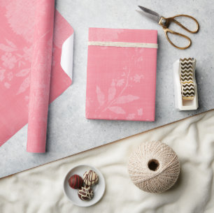 Papel De Presente Rosa Brilhante no Padrão Floral Rosa