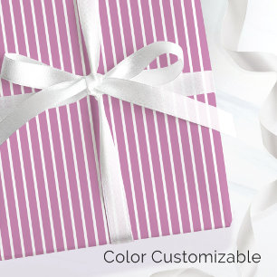 Papel De Presente Rosa Chic e Listra Fina Minimalista Branca