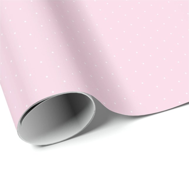 Papel De Presente Rosa claro branca, bolinhas elegante (Ponta do rolo)