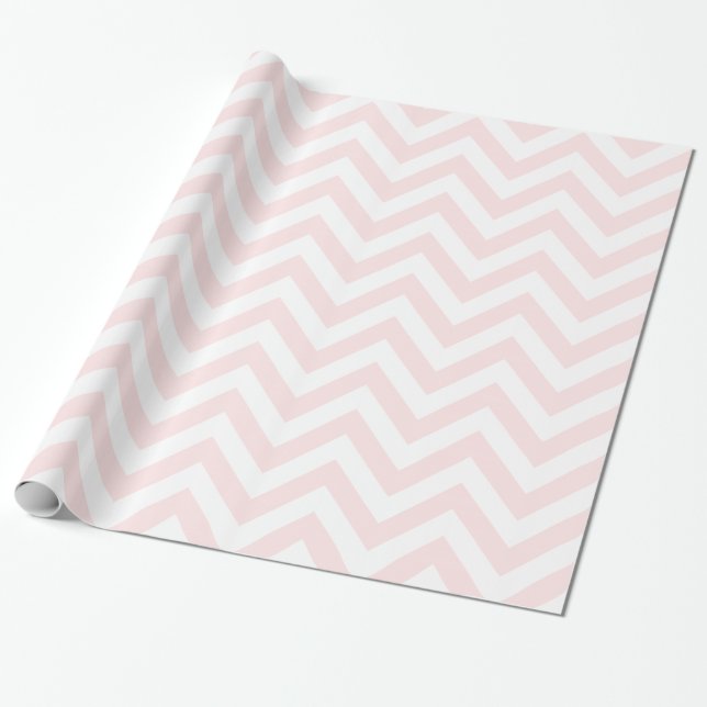 Papel De Presente Rosa Claro Branco XL Padrão Chevron Zigue-Zague (Desenrolado)