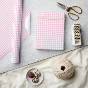 Papel De Presente Rosa claro Clássica Gingham