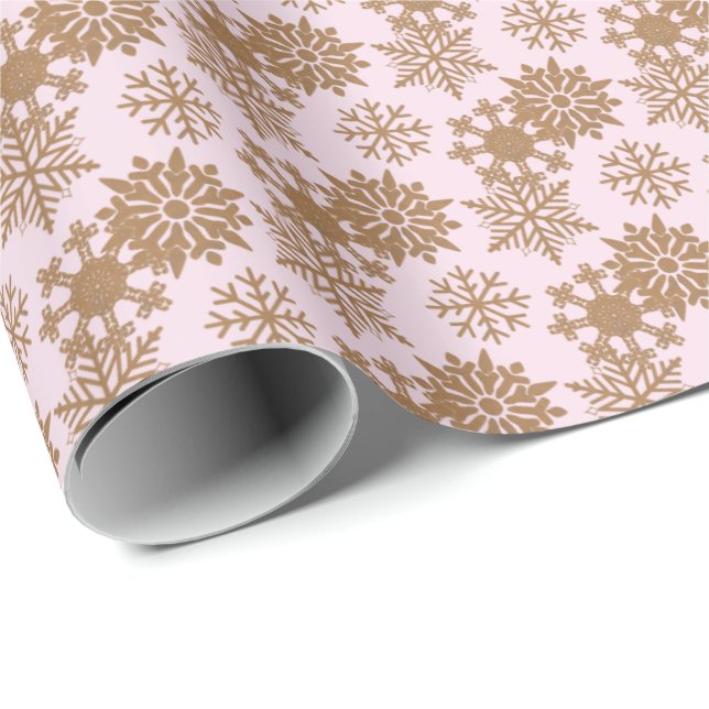 Papel De Presente Rosa claro| Papel de enrolamento em flocos de neve (Ponta do rolo)