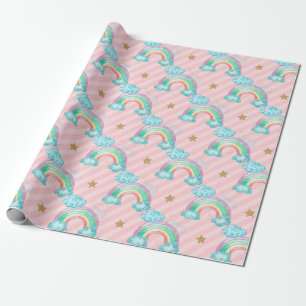 Papel De Presente Rosa claro Rainbow Pattern
