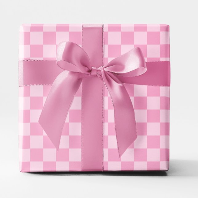 Papel De Presente Rosa claro Verificada (Light Pink Checkered Wrapping Paper)