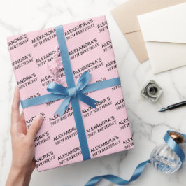 Papel De Presente Rosa Corado 30º Aniversário Personalizado