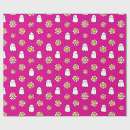 Papel De Presente Rosa Daisy Ghost Halloween