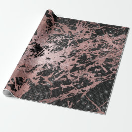 Papel De Presente Rosa de abstrato Dourado Marble Spark Urbano Branc