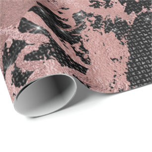 Papel De Presente Rosa de abstrato Dourado Marble Spark Urbano Branc