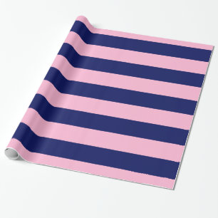 Papel De Presente Rosa de Algodão Doce, Azul Marinho XL Listras Padr