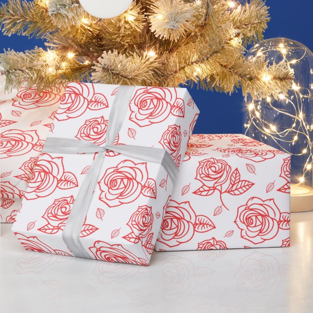 Papel De Presente Rosa de Arte de Linha Vermelha (Feriados)