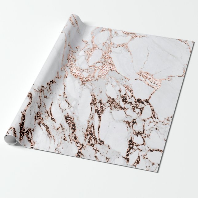 Papel De Presente Rosa de cobre Cinza de metal branco Carrara de már (Desenrolado)