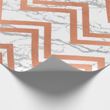 Rosa de Cobre Dourada Marble Zig Zag Chevron Cinza