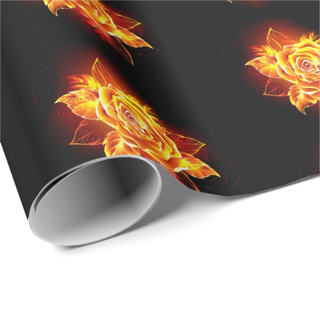 Papel De Presente Rosa de Fogo em Flor (Ponta do rolo)