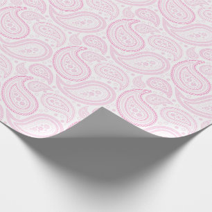 Papel De Presente Rosa de Paisley no papel de envolvimento branco