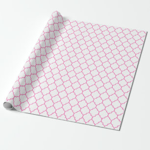 Papel De Presente Rosa de Quatrefoil do marroquino no papel de