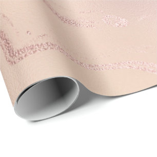 Papel De Presente Rosa Dourada Ivory Skinny Molten Marble Peach