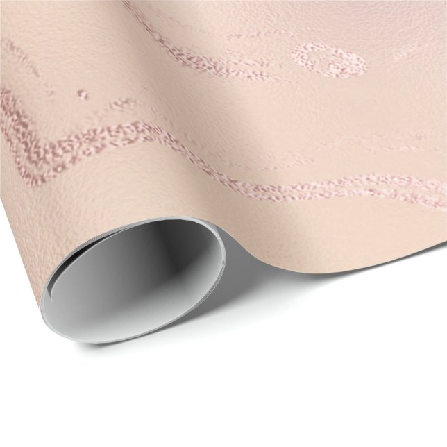 Papel De Presente Rosa Dourada Ivory Skinny Molten Marble Peach (Ponta do rolo)