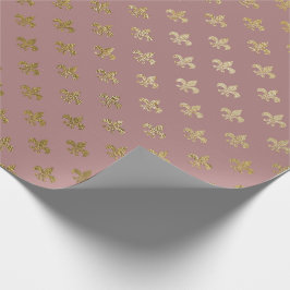 Papel De Presente Rosa Dourado Blush Fior de Lis Dourado Mauve Lilac