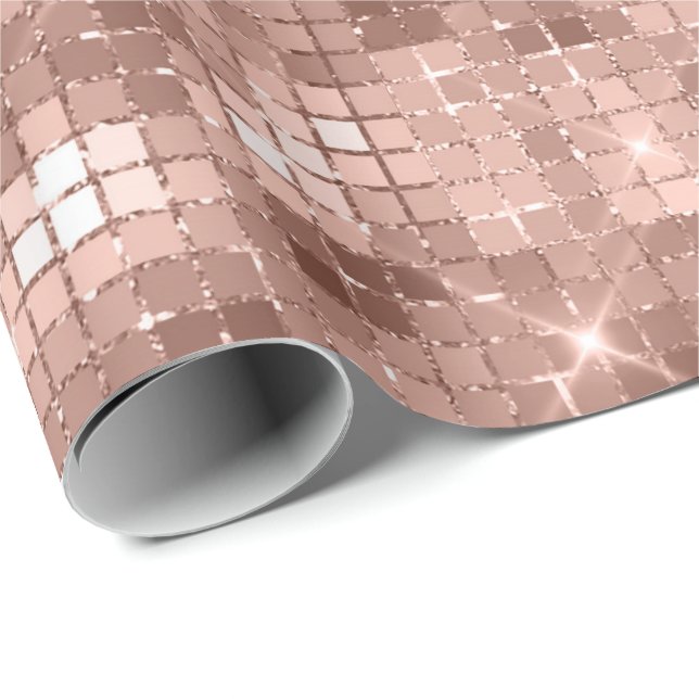 Papel De Presente Rosa Dourado Blush Grill Spark Crystals Girly (Ponta do rolo)