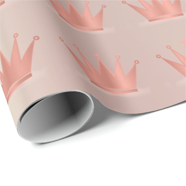 Papel De Presente Rosa Dourado Cobre Príncipe Branco Princesa Doce 1 (Ponta do rolo)