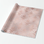 Papel De Presente Rosa Dourado e Damask Bege<br><div class="desc">Papel de embrulho rosa dourado e bege com brilho vintage</div>
