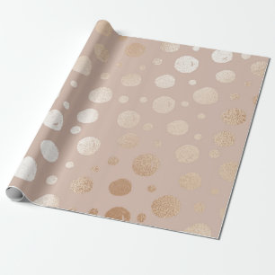 Papel De Presente Rosa dourado e padrão bege