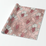 Papel De Presente Rosa, Dourado e Rosa Esbranquiçado, com tema "Vinh<br><div class="desc">Papel de embrulho de videira parisiense.</div>