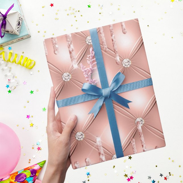 Papel De Presente Rosa dourado goteja luxo brilhante rosa (Criador carregado)