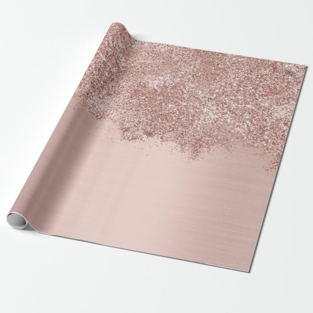 Papel De Presente Rosa Dourado Pó Brilhante Rosa Rosa Brilhante (Desenrolado)