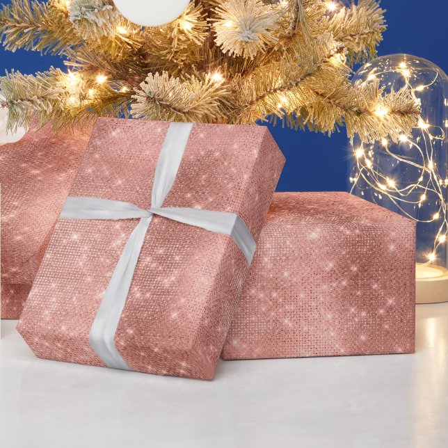 Papel De Presente Rosa Dourado Sparkle Glitz (Feriados)