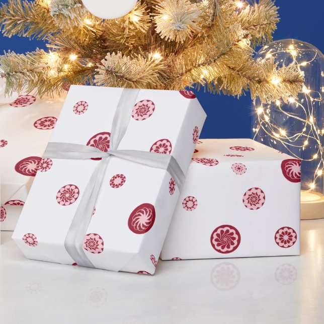 Papel De Presente Rosa Dourado Vermelho Branco Pontos Geométrico Cír (Feriados)
