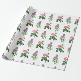 Papel De Presente Rosa e Impressão de Botânica Lilac
