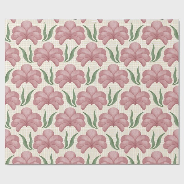 Papel De Presente Rosa Empoeirada Flora (Aberto)