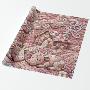Papel De Presente Rosa Empoeirado Rústico Colchão de Retalhos Pastor