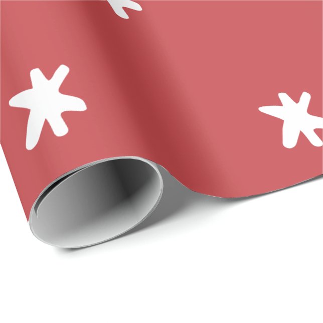 Papel De Presente Rosa Escuro Moderno Vermelho e Branco Padrão (Ponta do rolo)