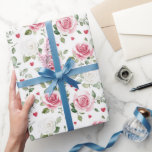 Papel De Presente Rosa Floral Hearts Chá de panela<br><div class="desc">Rosa Floral Hearts Chá de panela</div>