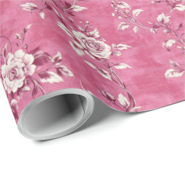 Papel De Presente Rosa Floral Vintage Chinoiserie Decoupage