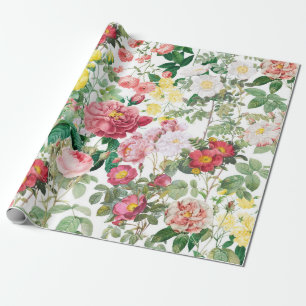 Papel De Presente Rosa Floral Vintage Primavera Garden