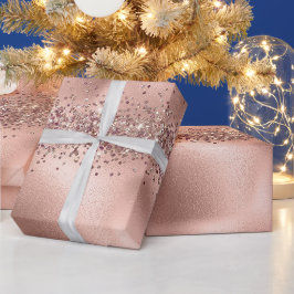 Papel De Presente Rosa Glam Dourado Glitzy Sparkle Glitter