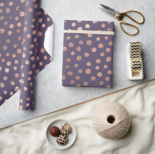 Papel De Presente Rosa Glamouroso Dourado em Folha e Pontos de Arte