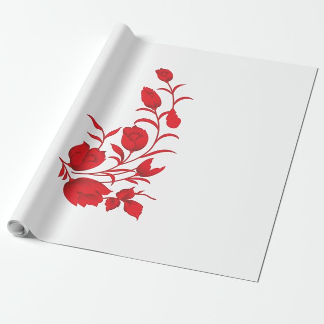 Papel De Presente Rosa Madder, Thunderbird floral design (Desenrolado)