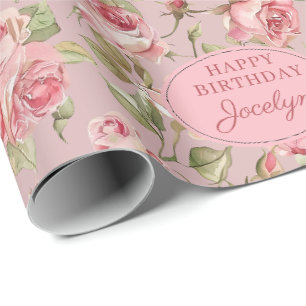Papel De Presente Rosa Mauve Rosa Personalizado Aniversário