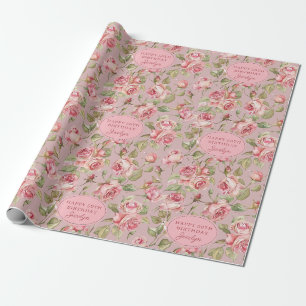 Papel De Presente Rosa Mauve Rosa Personalizado Aniversário
