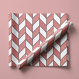 Papel De Presente Rosa Menina Dourado Rosado Brilho Espinha de Peixe