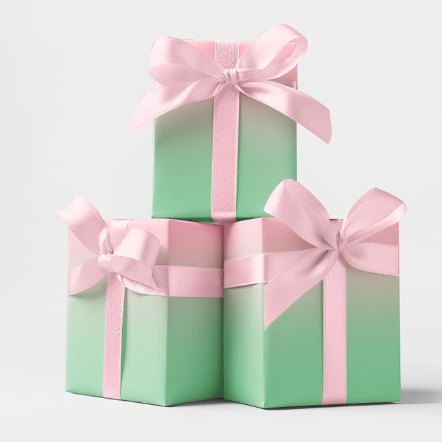 Papel De Presente Rosa Moderno e Verde Menta Ombre (Modern Pink and Mint Green Ombre Wrapping Paper)