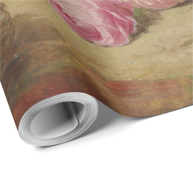 Papel De Presente Rosa no chão da floresta com borboletas (Ponta do rolo)