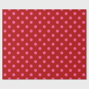 Papel De Presente Rosa No Design De Padrão Do Bolinhas Vermelho