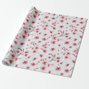 Papel De Presente Rosa Oriental Flor de Cerejeira Japonesa