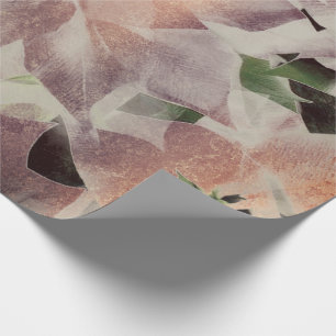 Papel De Presente Rosa-Ouro verde tropical VIP mínimo das flores